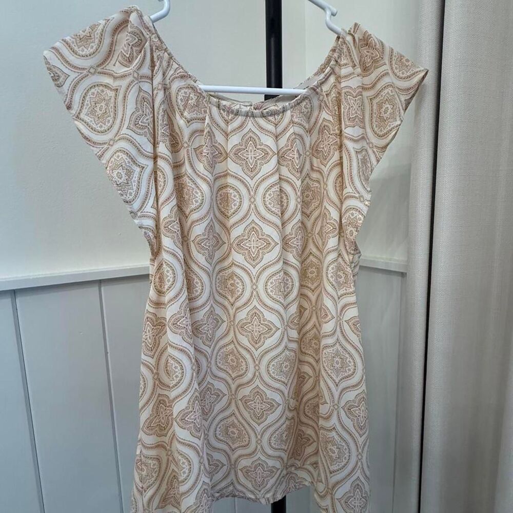 Loft Women's Cream and Tan Blouse